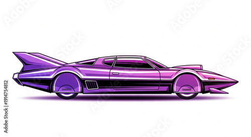 Synthwave style neon car design, futuristic retro vector graphic.