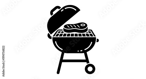 Simple black and white illustration of a barbecue grill.