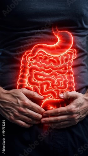 Wallpaper Mural Stomach pain abdominal cramp digestive problem gut health intestine anatomy ulcer inflammation irritable bowel gastric disease medical issue glowing intestine illustration showing abdominal discomfort Torontodigital.ca