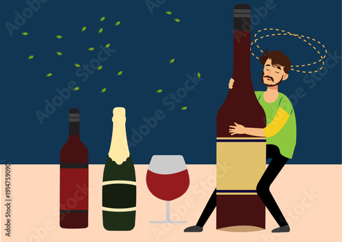 Drunkard Man Vector Image  
