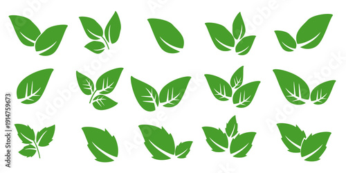 Leaf vector symbol, leaf illustration or leaf emoji in flat style. Spring leaf design, ecological nature theme.	
