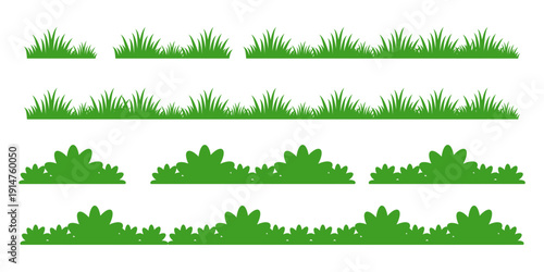 flat grass illustration. green grass in cute cartoon style.	
