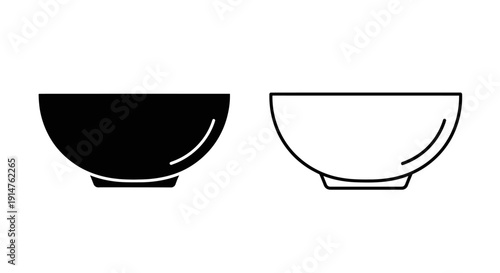 Black and white bowl illustration, minimalist design, simple and elegant Vector