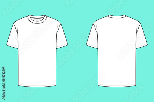 Unisex Classic Crew Neck T-Shirt Front and Back Template