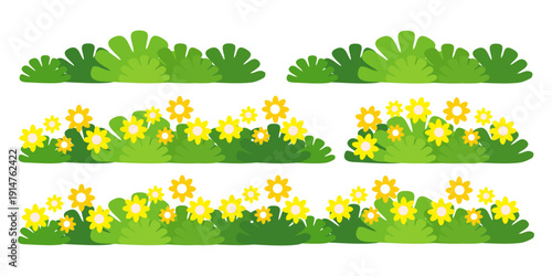 flat grass illustration. green grass in cute cartoon style.	
