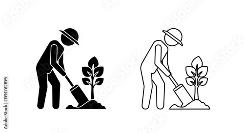 Diverse construction workers planting trees together Vector