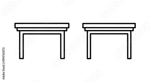 Minimalist wooden table designs, simple furniture, modern legs, clean lines, Vector
