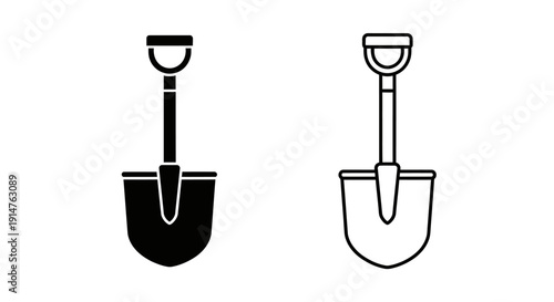 Two shovels, one black and one white, isolated on a white background, vector illustration Vector