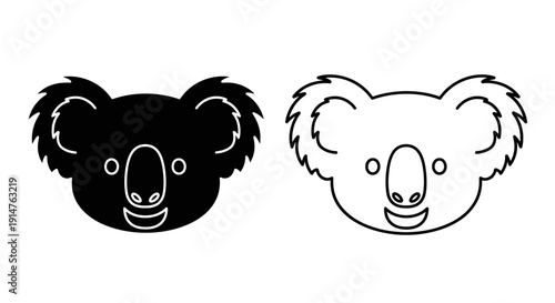 Koala bear sketch illustration cartoon animal drawing black and white Vector