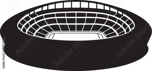 Black and white stadium seating with empty rows