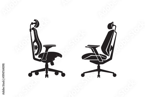 Ergonomic Office Chairs Silhouette on white background
