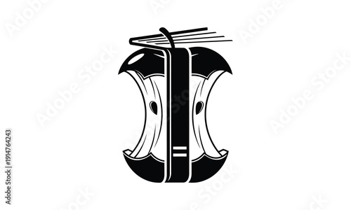 Apple core tied with rubber band metaphor for resource preservation