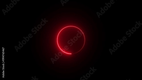Glowing Red Circle Neon Light on Black Background for Animation red neon circle