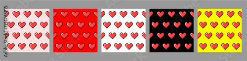 set heart love pixel editable seamless vector for digital romance layouts. Ideal for vintage gaming textiles and retro Valentine wrappers. Symbolizes pixelated affection and nostalgic connections.