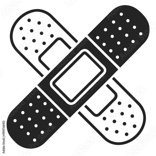 Adhesive Bandage Simple Black Icon - Medical Graphic