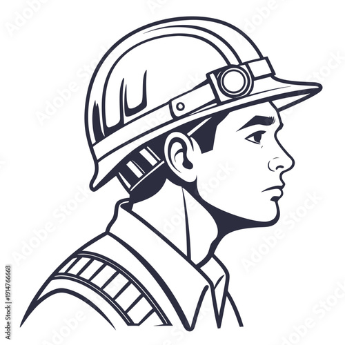 Minimal Icon Profile Silhouette of a Construction Worker Helmet
