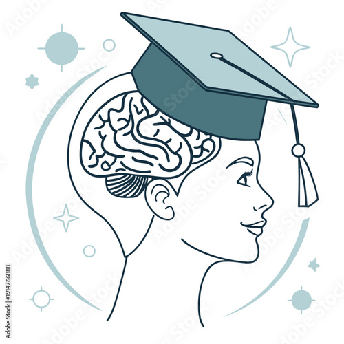 Minimal Vector Brain Symbol for Education and Learning Concepts