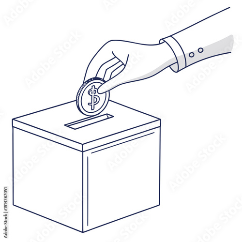 Minimal Vector Hand Giving Coin Donation for Charity