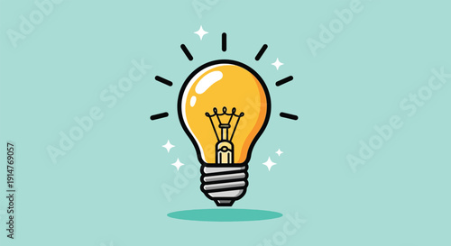 Bright Idea Light Bulb Illuminating with Creative Energy.