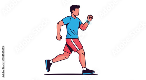 Vector illustration of a man running in athletic wear isolated on transparent background
