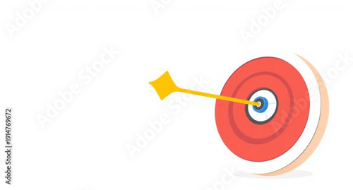 A red dart hitting the center of a 3d target symbolizes business success and archery accuracy in a marketing goal concept
