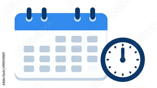 A 3d vector illustration of a desktop calendar icon featuring a clock and paper pages to sign a business reminder for a specific date and month event