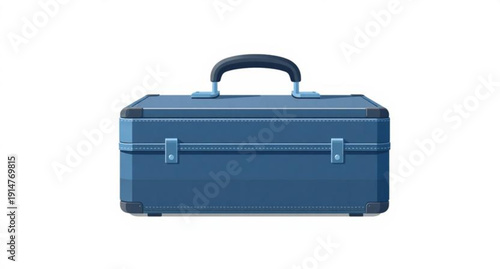 A professional black leather business briefcase and metal silver toolbox case with a secure handle and lock, isolated on a white background as a closed luggage container for travel or storage