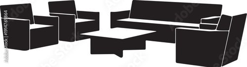 Black Sectional Sofa and Coffee Table Silhouette furniture