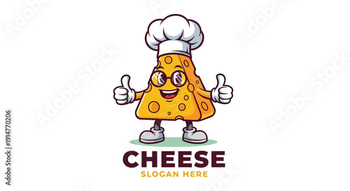 Cute Cheese Mascot Character with Chef Hat Giving Thumbs Up.