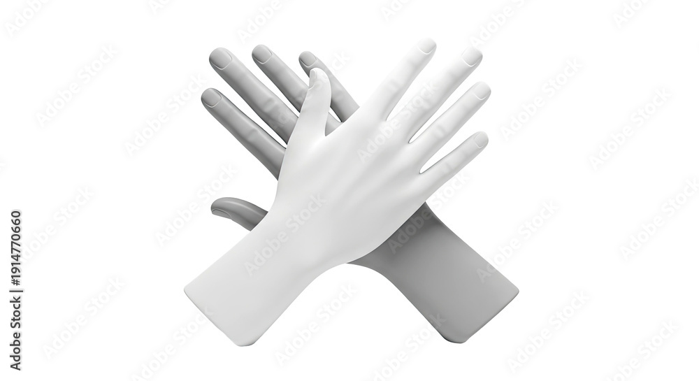 Obraz premium Interlocking Hands - White and Grey