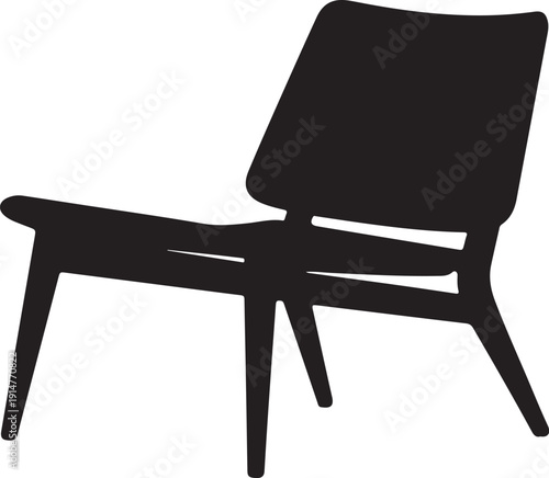 Black Silhouette of a Modern Lounge Chair with Curved Legs