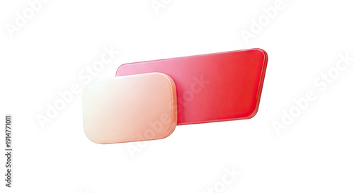 Abstract 3D Shapes: Peach and Red Rectangles with Rounded Corners