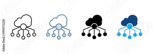 Multi Style Icon Set Cloud networking Collection