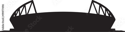 Black Silhouette of Stadium with Roof Structure