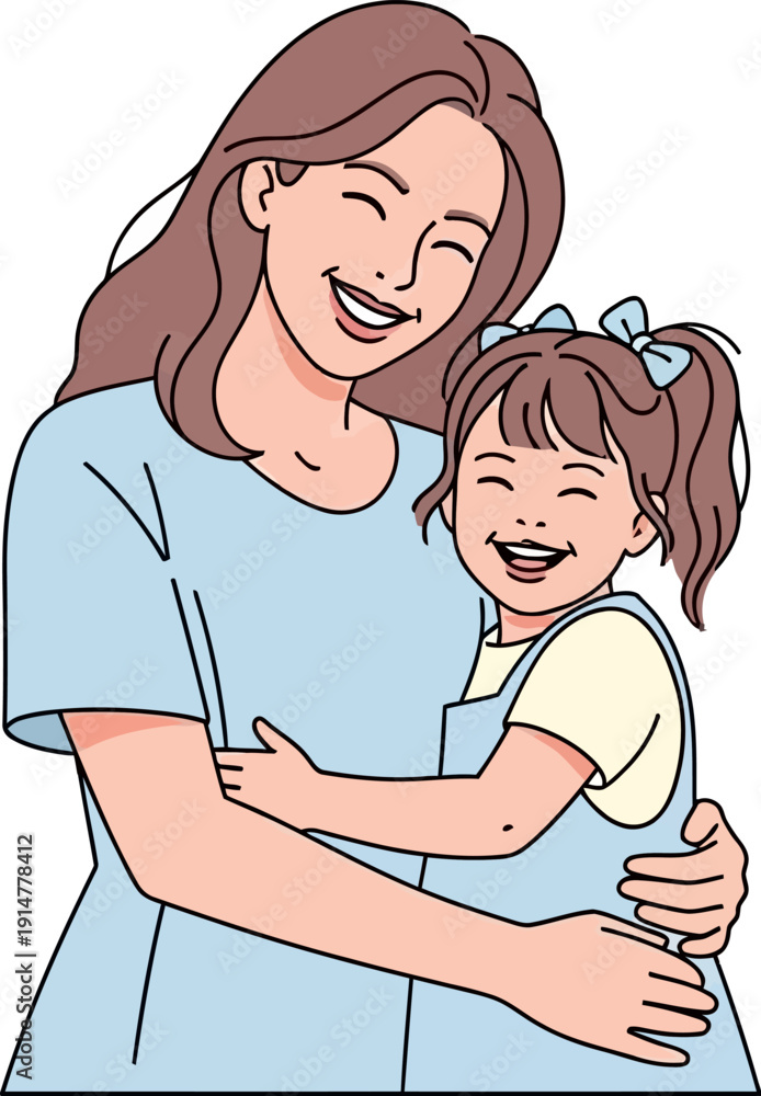 Obraz premium A mother and daughter share a warm hug.