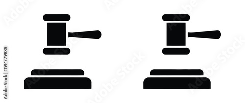 Gavel icon set. judge gavel icon vector. law icon vector. auction hammer. A black gavel and sounding block icon a legal justice symbol silhouette. 