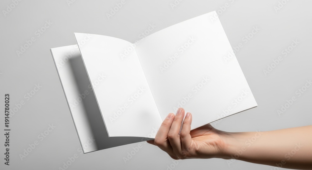 Naklejka premium Hand holding open blank book 10.