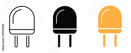 Set of modern light bulb icons in black, white and yellow for creative projects