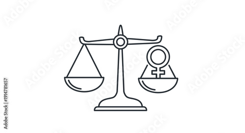 Scales of justice with gender equality symbol balance and fairness concept law and justice icon equality and balance