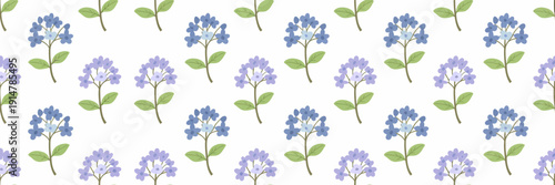 Colorful flowers and leaves on white background  seamless pattern