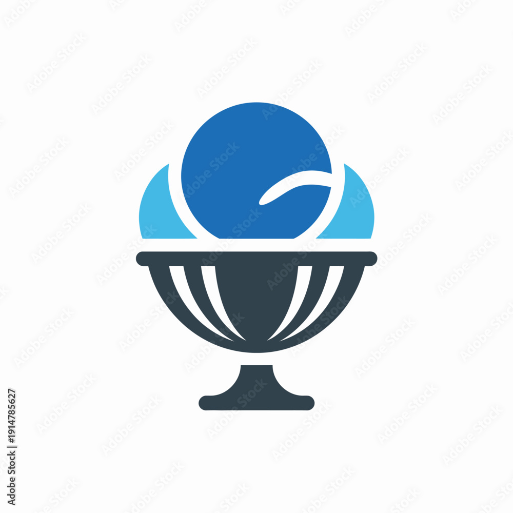 Fototapeta premium Blue ice cream sundae in a bowl with scoops dessert