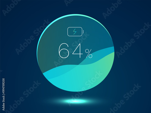 Electric Vehicle battery charging Dashboard UI with battery percentage in Circular curved Progressing energy vector illustration design concept. Battery charging dashboard for ui, ev car, application.