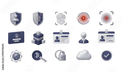Premium 3D Digital Identity and Access Management Icons EPS 10