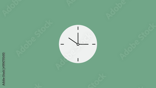 Minimalist Analog Clock Icon for Time Management and Productivity Schedule Logo on Green Background