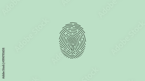 Minimalist Fingerprint Scan Icon for Biometric Security and Digital Identity Green Background