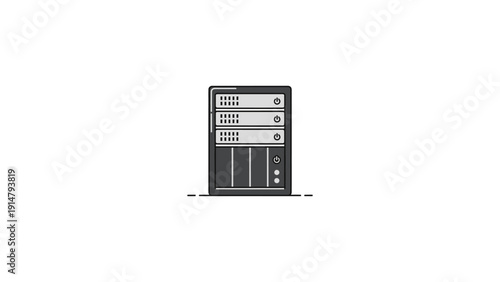 Minimalist Data Server Icon for Cloud Computing Infrastructure and Web Hosting Logo White Background