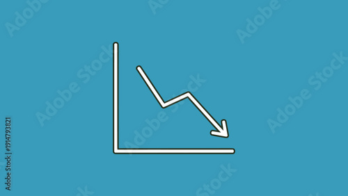 Minimalist Business Loss Icon for Financial Decline and Negative Data Trend Logo Blue Background