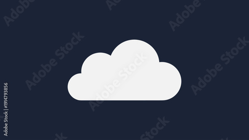Minimal Cloud Storage Icon White Symbol on Dark Blue Background Flat UI Design Illustration