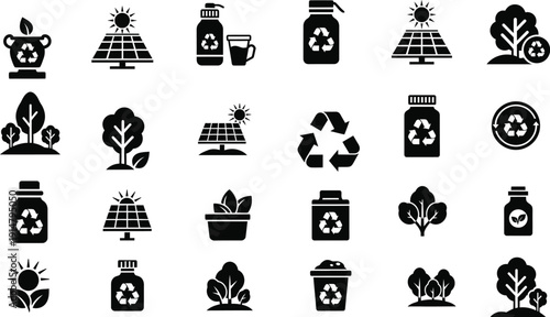Collection of eco friendly and recycling symbols
