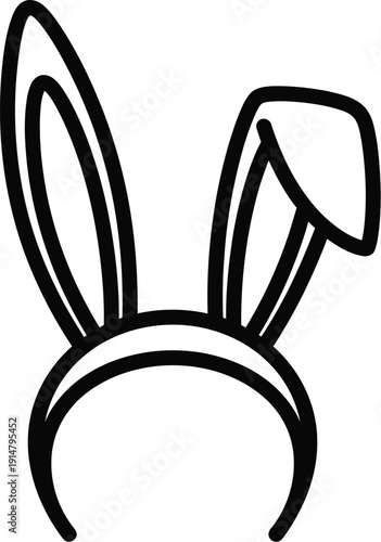 Outline drawing of a simple bunny ear headband accessory worn for festive occasions or costume parties.